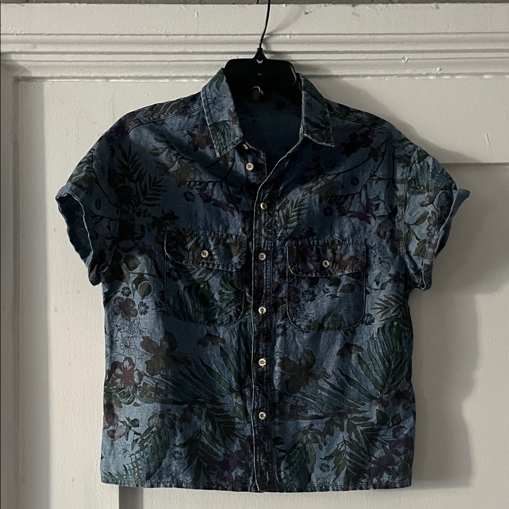 Topshop Moto Dark Floral Button Down Shirt